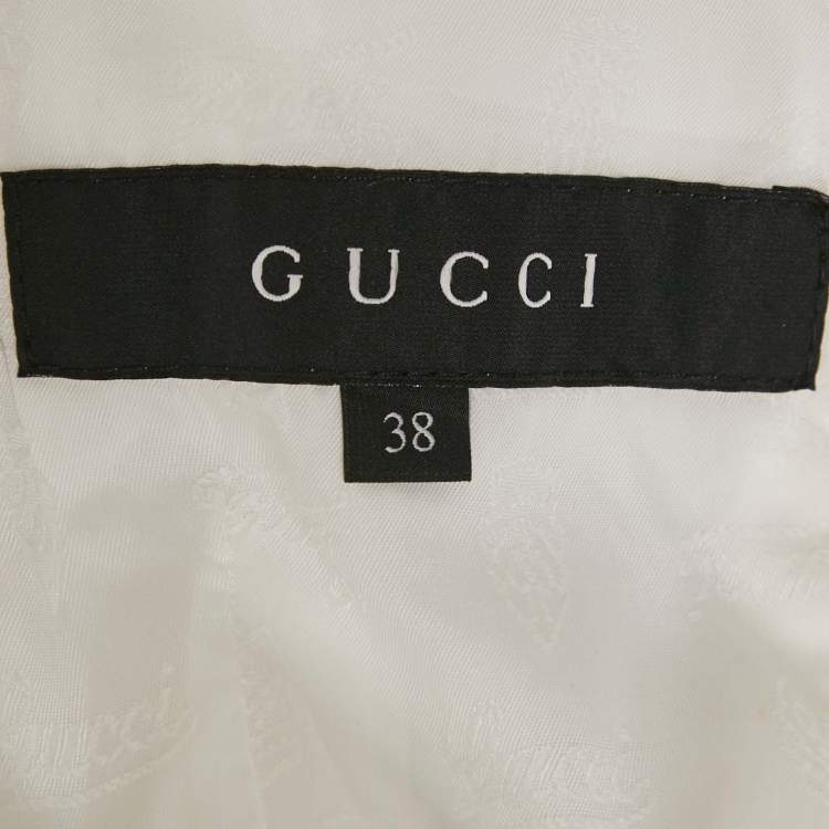 Pre Owned Gucci White Gabardine Flared Double Breasted Blazer S