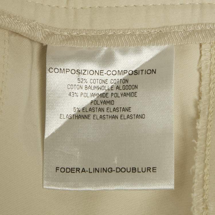 Pre Owned Gucci Cream Stretch Cotton Slim Fit Pants M/Waist 31"
