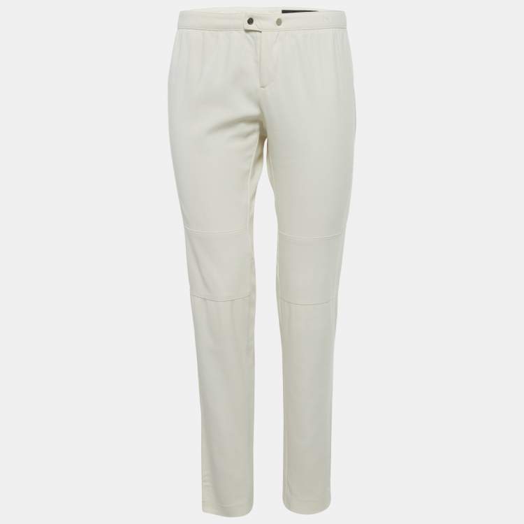 Pre Owned Gucci Cream Stretch Cotton Slim Fit Pants M/Waist 31"