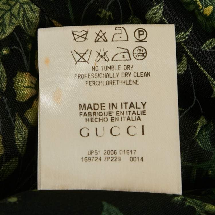 Pre Owned Gucci Black Printed Crepe Maxi Dress S