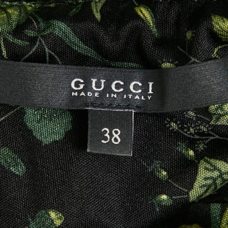 Pre Owned Gucci Black Printed Crepe Maxi Dress S