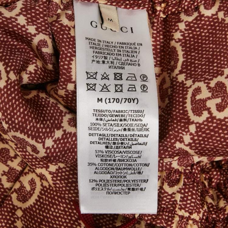 Pre Owned Gucci Red GG Print Silk Jogger Pants M