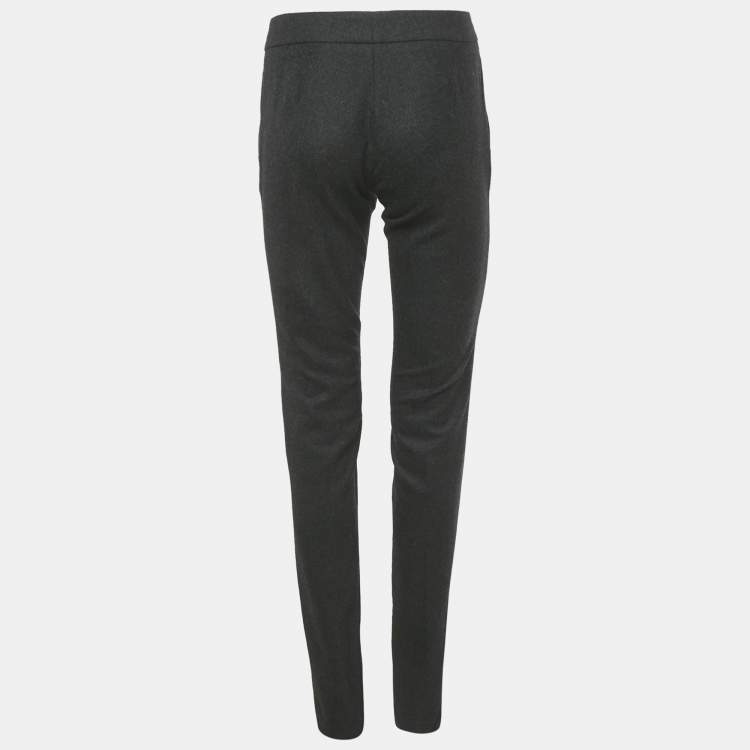 مملوكة مسبقًا Gucci Grey Wool Waist Detail Trousers M