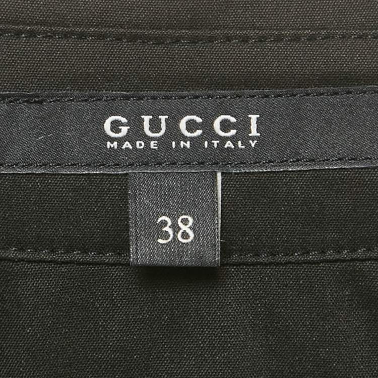 Pre Owned Gucci Black Cotton Blend Drawstring Detail Shirt S