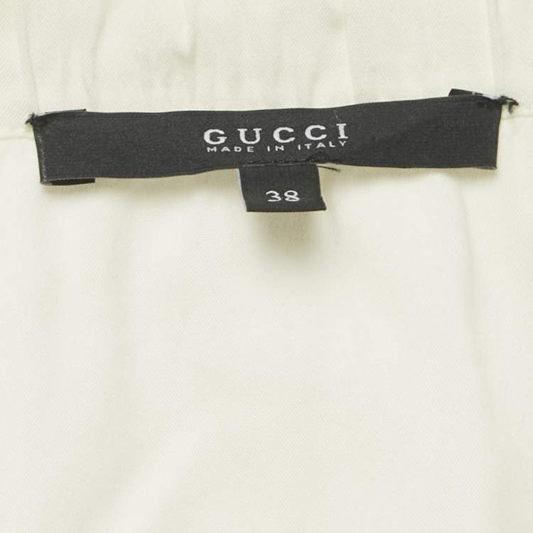 Pre Owned Gucci Cream Cotton Blend Long Sleeve Shirt S