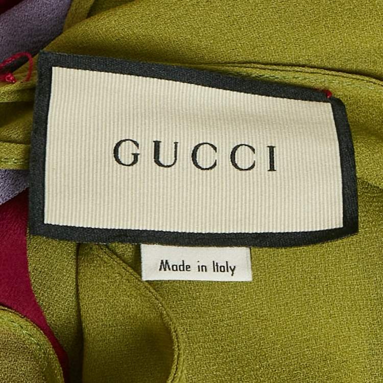 Pre Owned فستان غوتشي ميني حرير متعدد الألوان بطبقات مقاس متوسط (ميديم)