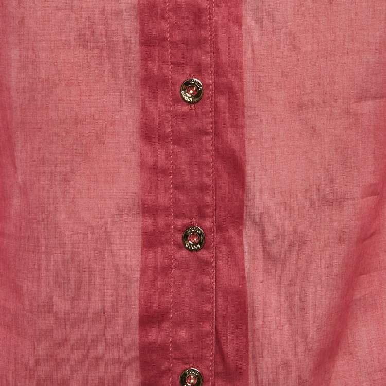 مملوكة مسبقًا Gucci Pink Cotton Semi Sheer Shirt S