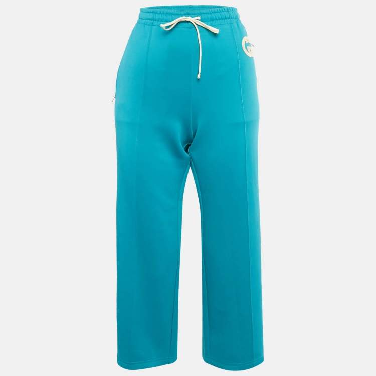 مملوكة مسبقًا Gucci Teal Blue Jersey Track Pants M