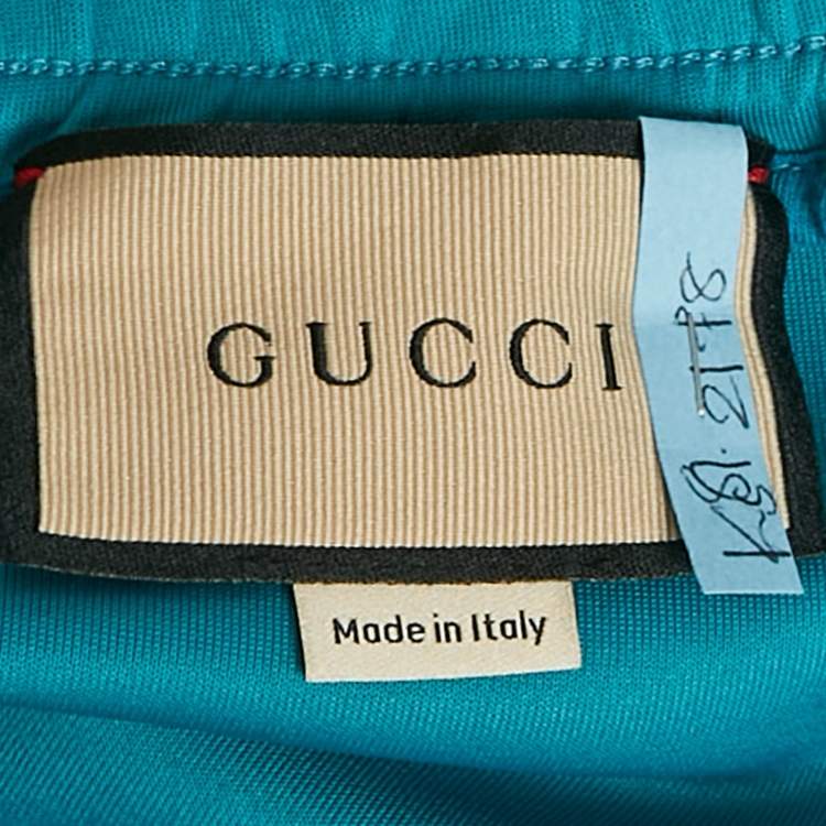 مملوكة مسبقًا Gucci Teal Blue Jersey Track Pants M