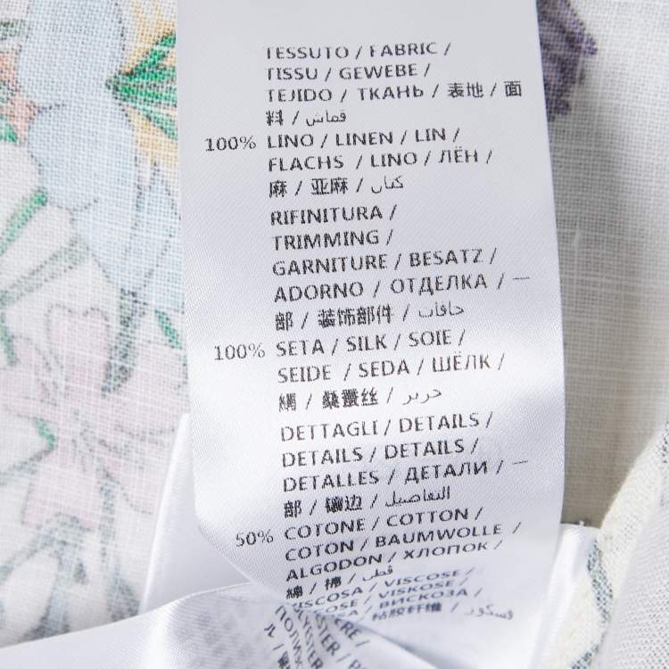 Pre Owned فستان غوتشي قصير غير متماثل الكتان بطبعة زهور متعددة الألوان مقاس صغير - سمول