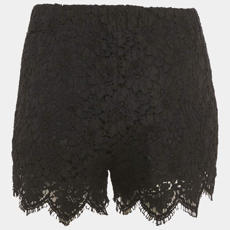 Pre Owned Gucci Black Lace Elasticized Waist Shorts S