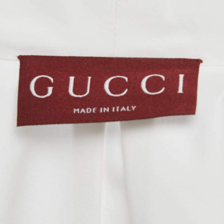 Pre Owned Gucci White Cotton Horse bit Detail Tunic Top S