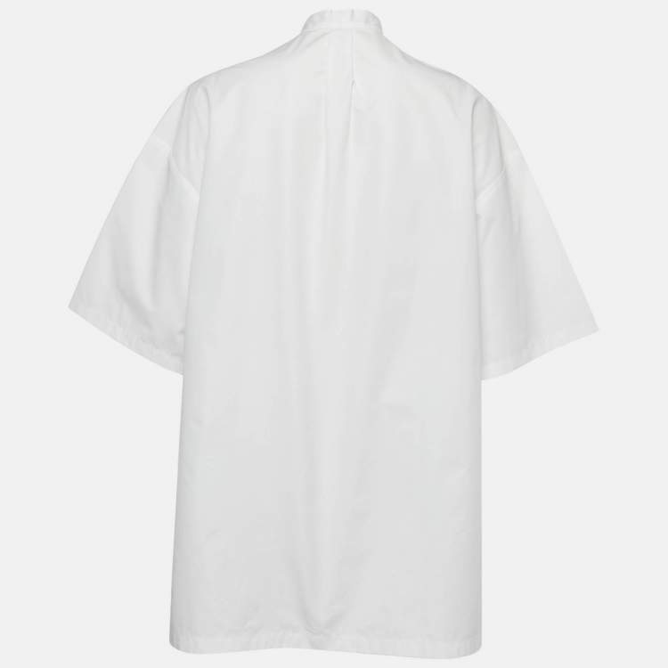 Pre Owned Gucci White Cotton Horse bit Detail Tunic Top S