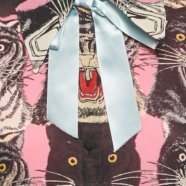 Pre Owned Gucci Multicolor Printed Silk Midi Dress S