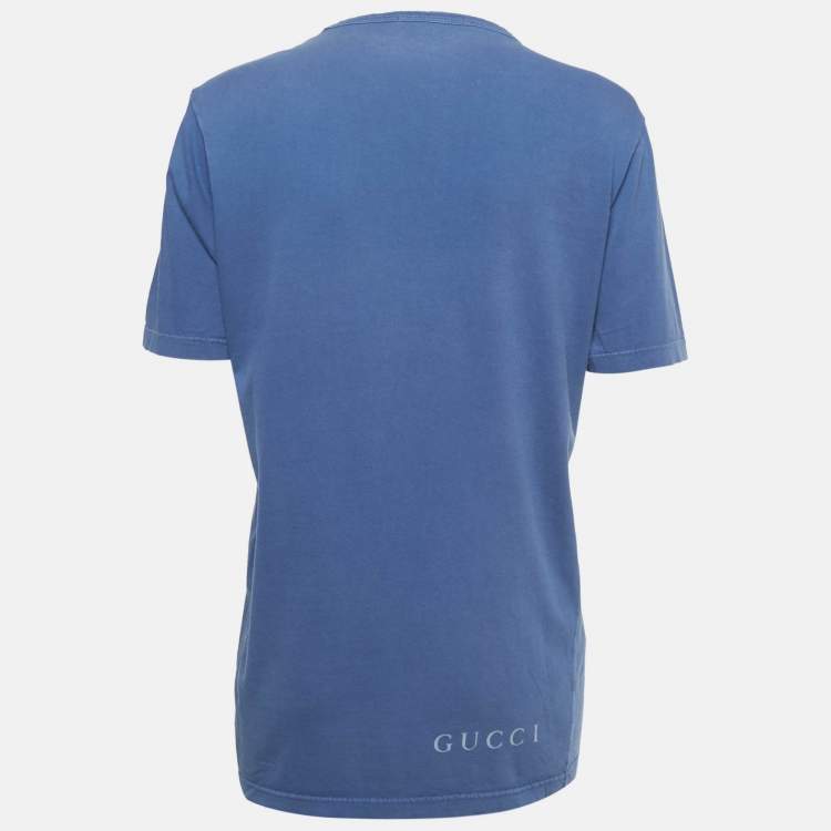 مملوكة مسبقًا Gucci Blue Jersey Crewneck T-Shirt L