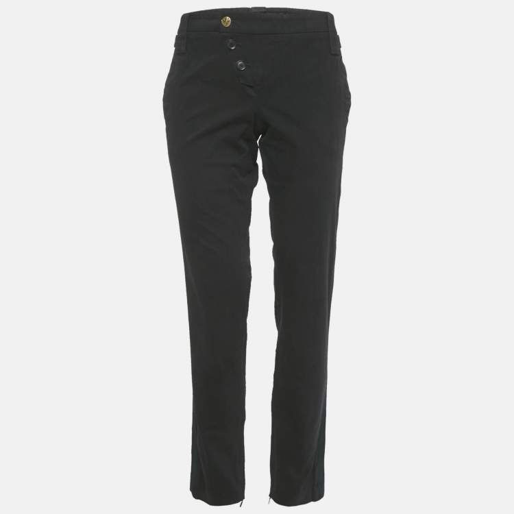Pre Owned Gucci Black Cotton Slim Fit Trousers M