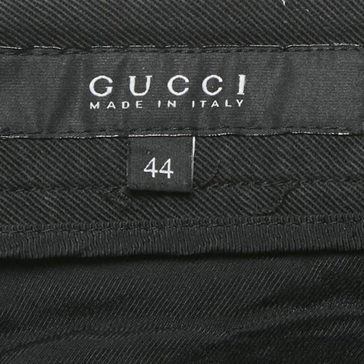 Pre Owned Gucci Black Cotton Slim Fit Trousers M