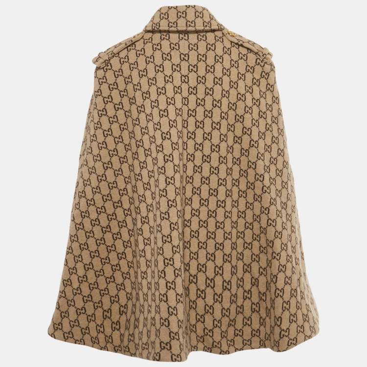 Pre Owned Gucci Brown GG Wool Cape M