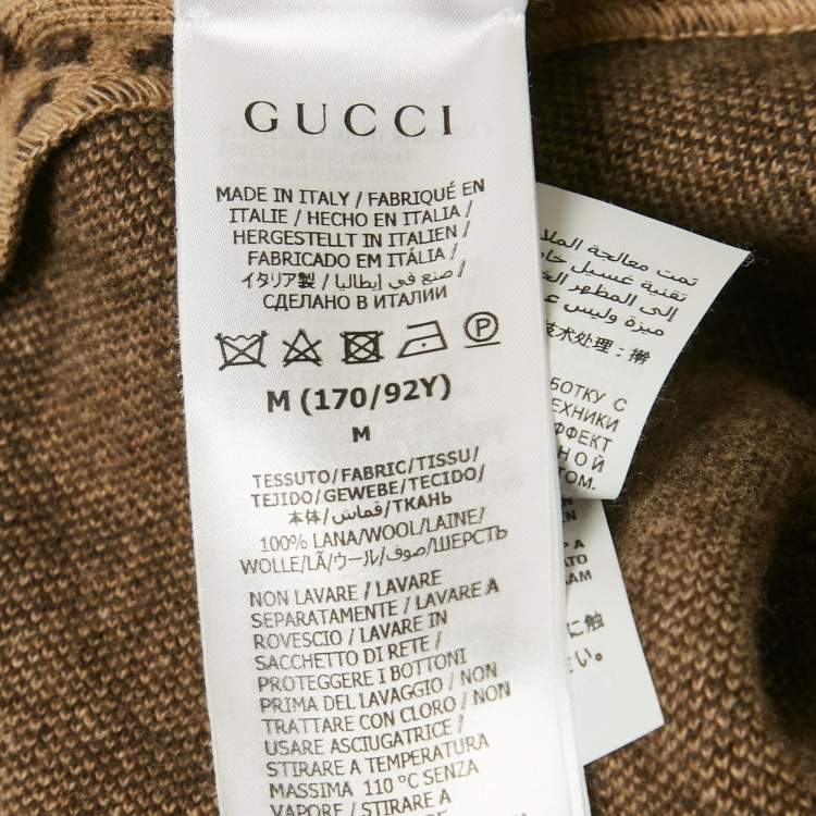 Pre Owned Gucci Brown GG Wool Cape M