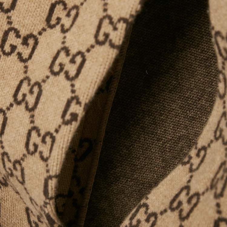 Pre Owned Gucci Brown GG Wool Cape M
