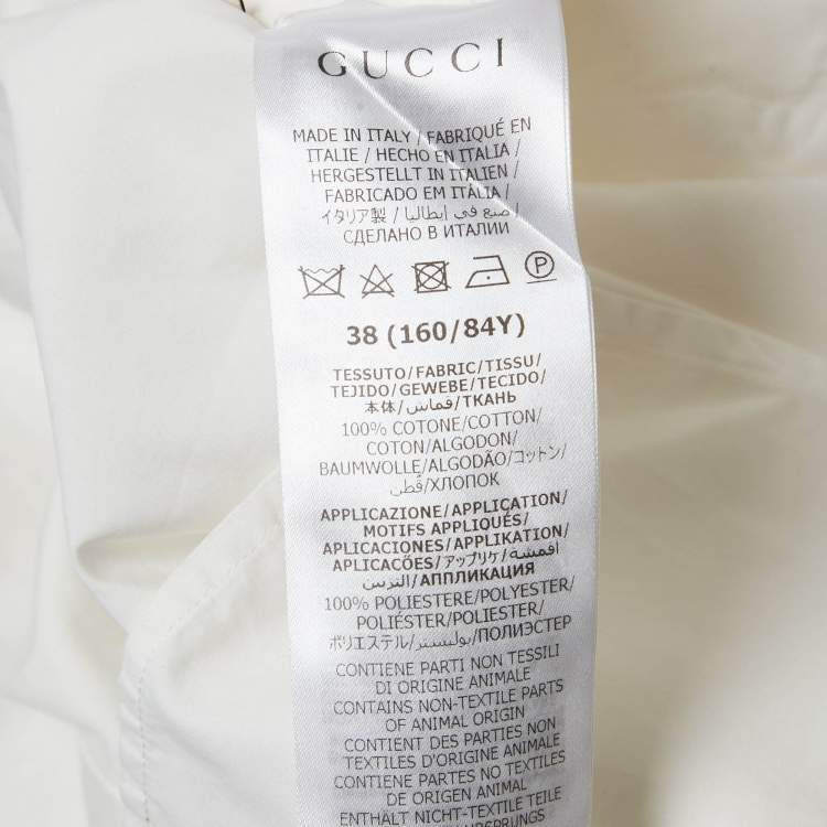Pre Owned Gucci White Cotton Long Sleeve Crop Shirt S
