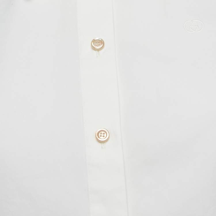 Pre Owned Gucci White Cotton Long Sleeve Crop Shirt S
