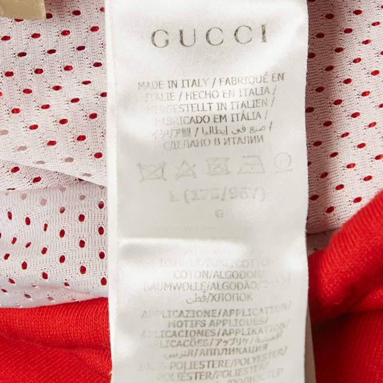 Pre Owned Gucci Red Round Interlocking G Jersey Short Sleeve Jacket L