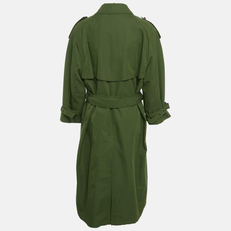 Pre Owned Gucci Green Gabardine Trench Coat L