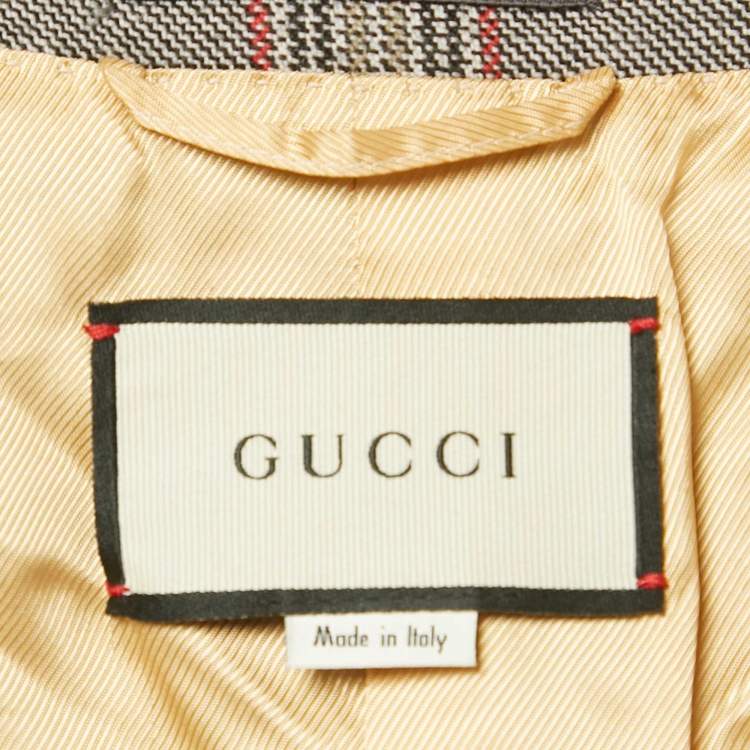 Pre Owned Gucci Multicolor Checkered Wool Double Breasted Oversize Blazer XS