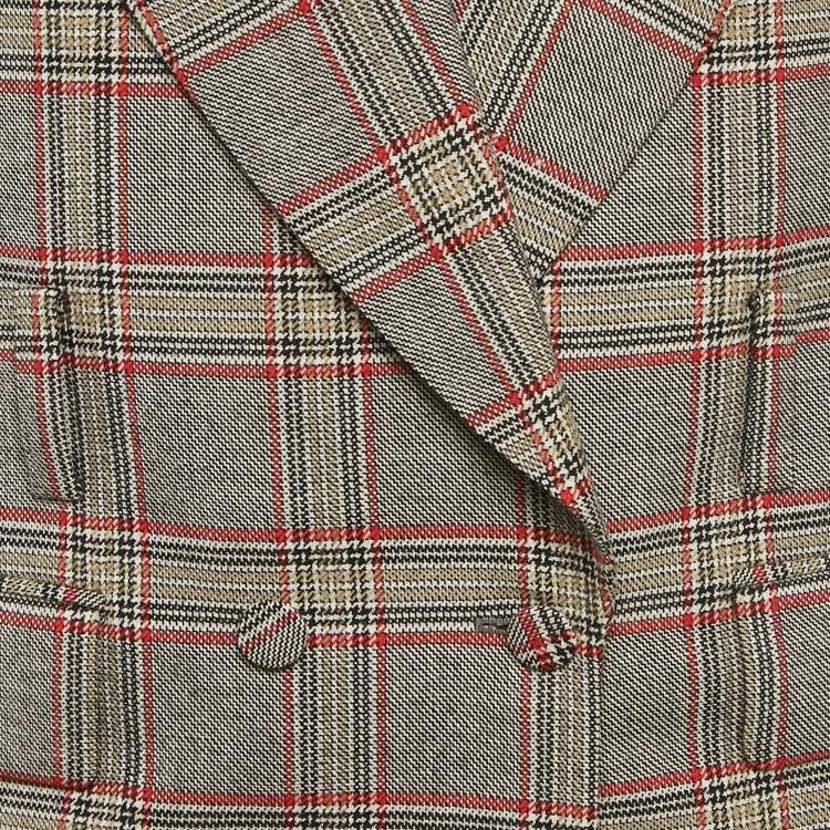 Pre Owned Gucci Multicolor Checkered Wool Double Breasted Oversize Blazer XS