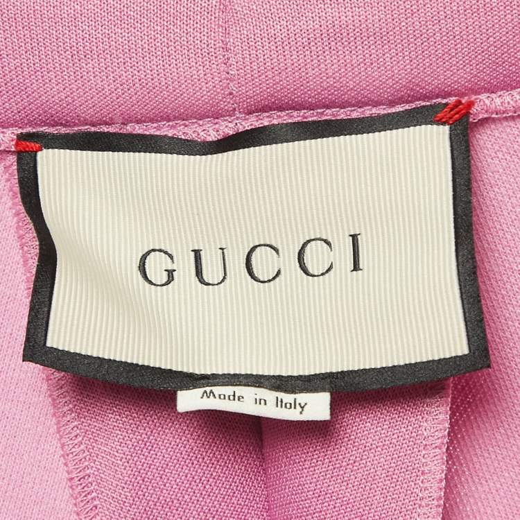 مملوكة مسبقًا Gucci Pink Web Trim Jersey Stirrup Pants M