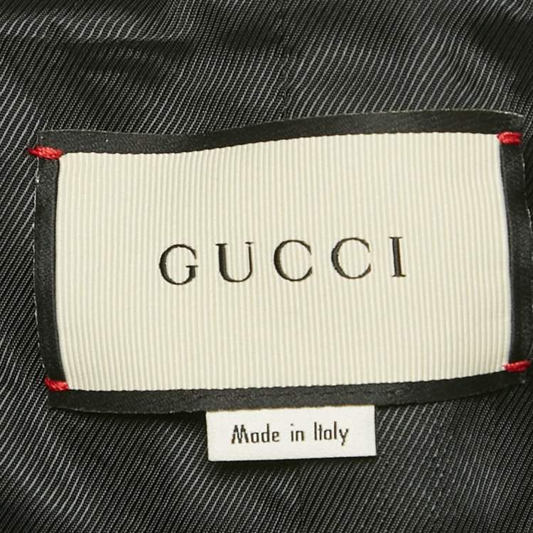 Pre Owned Gucci Black GG Diamond Wool Cape Jacket M