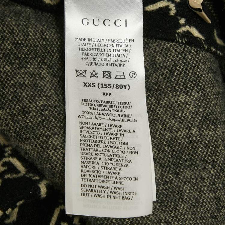 Pre Owned Gucci Black Logo Monogram Wool Cape XXS