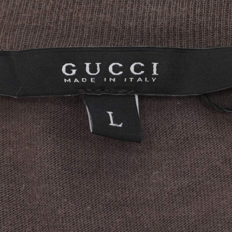 مملوكة مسبقًا Gucci Grey Jersey Bow Full Sleeve T-Shirt L