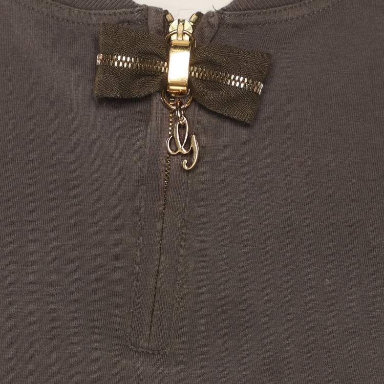 مملوكة مسبقًا Gucci Grey Jersey Bow Full Sleeve T-Shirt L