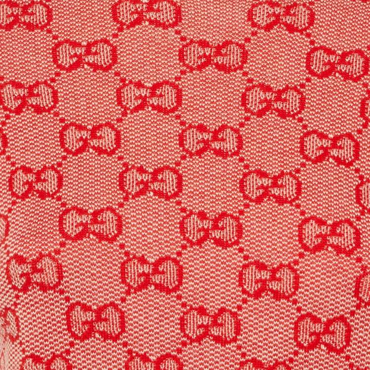 Pre Owned Gucci Red GG Jacquard Wool & Cotton Crew Neck Top S