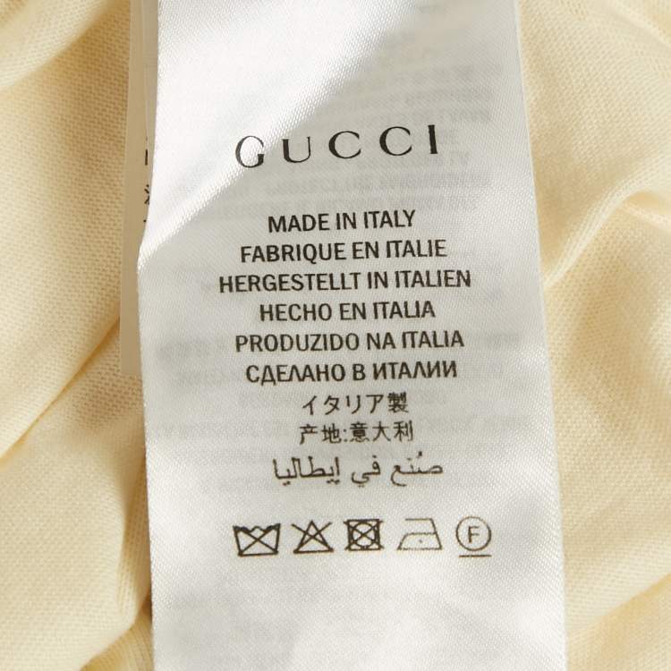 Pre Owned Gucci Cream Embellished Logo Jersey Oversized T-Shirt S