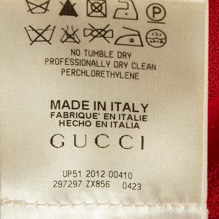 Pre Owned Gucci Red Crepe Wide Leg Pants M