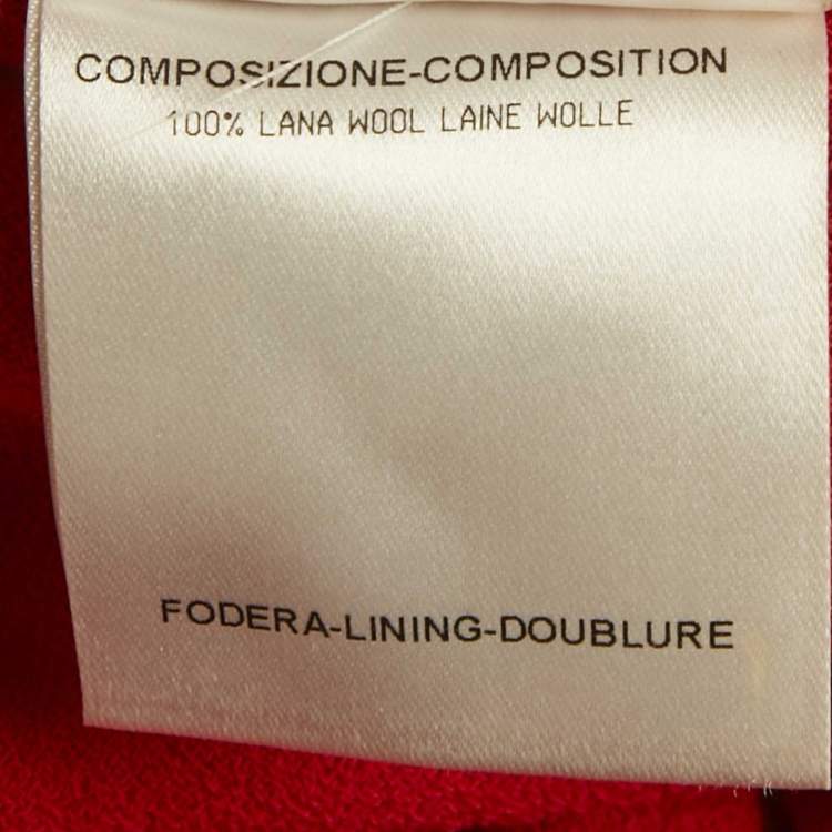 Pre Owned Gucci Red Crepe Wide Leg Pants M