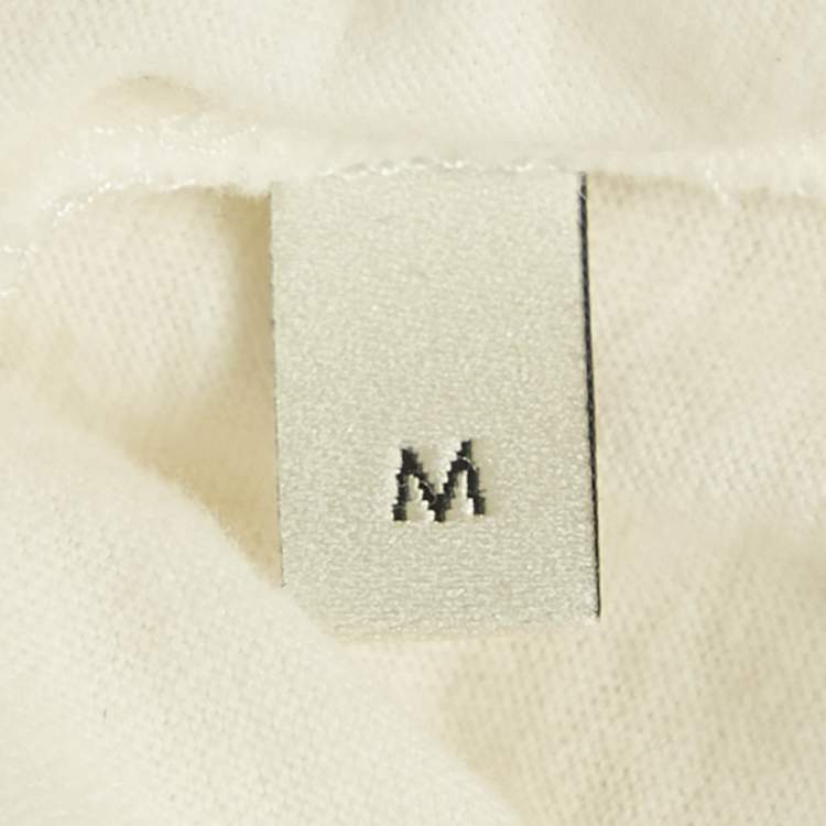 Pre Owned تي شيرت غوتشي قطن أبيض بطبعة ممزق مقاس متوسط 