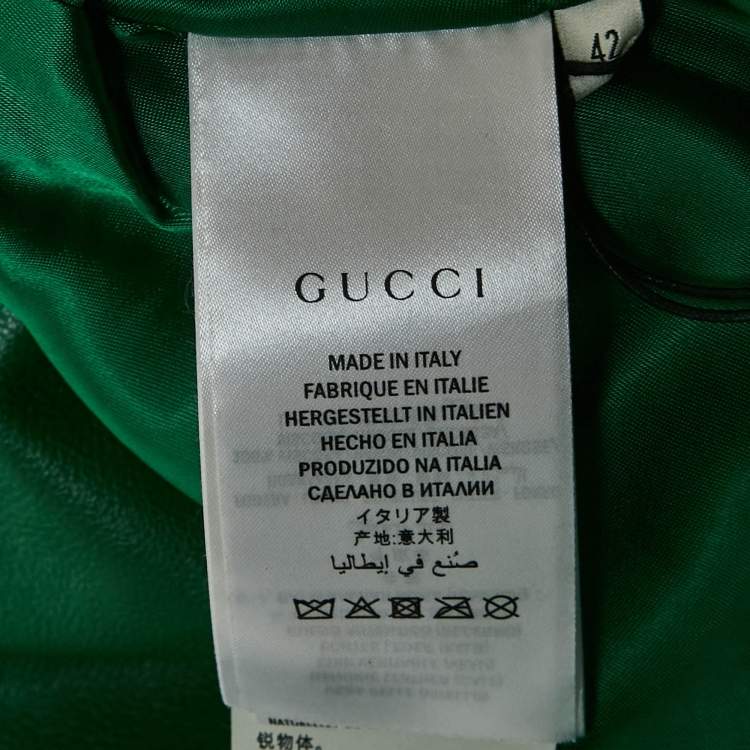 مملوكة مسبقًا Gucci Green Shiny Leather Belted Blouson M