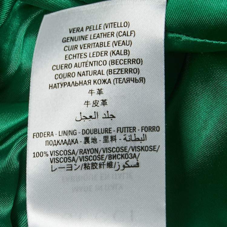 مملوكة مسبقًا Gucci Green Shiny Leather Belted Blouson M