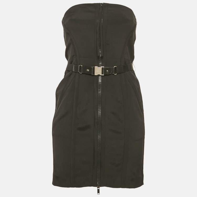 Pre Owned Gucci Black Silk Blend Strapless Mini Dress S