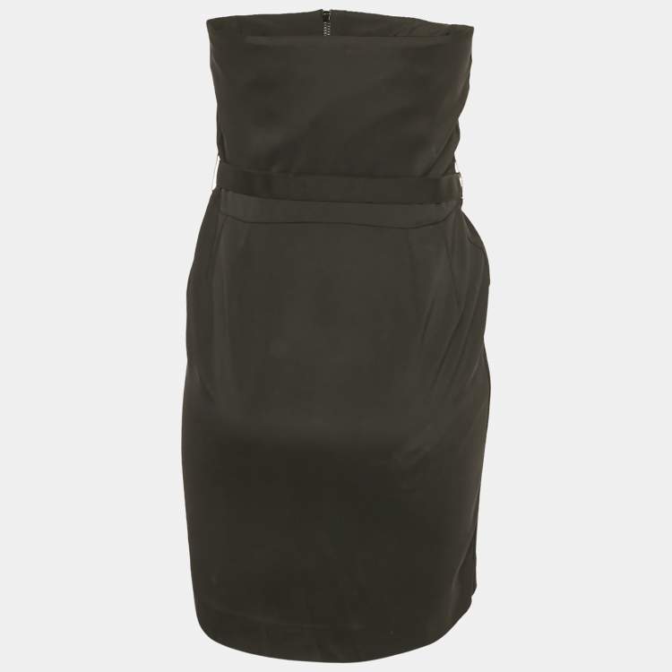Pre Owned Gucci Black Silk Blend Strapless Mini Dress S