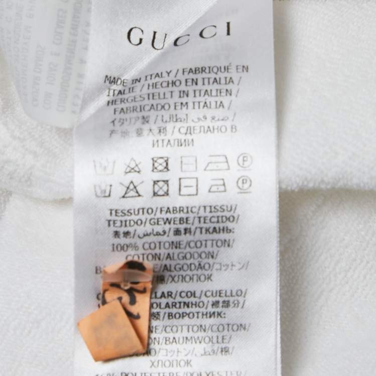 Pre Owned Gucci White GG Applique Terry Fitted Polo T-Shirt S
