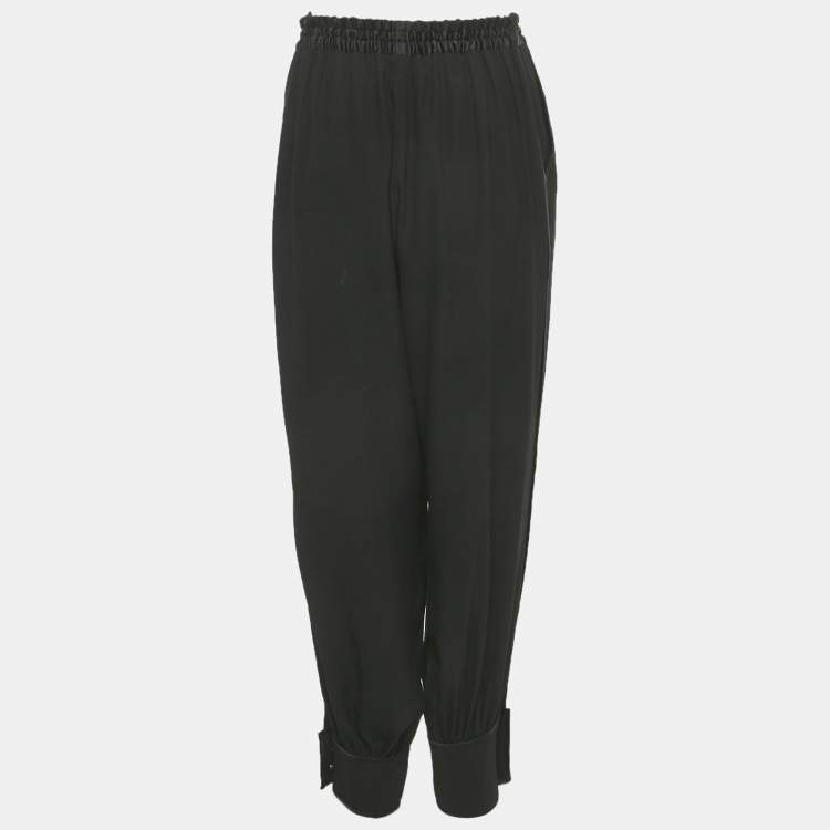مملوكة مسبقًا Gucci Black Silk Elastic Waist Pants L