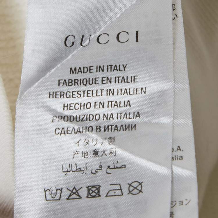 Pre Owned Gucci White Tennis Embroidered Cotton Sweatshirt S