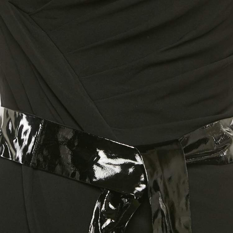 Pre Owned Gucci Black Jersey Belted Mini Dress S