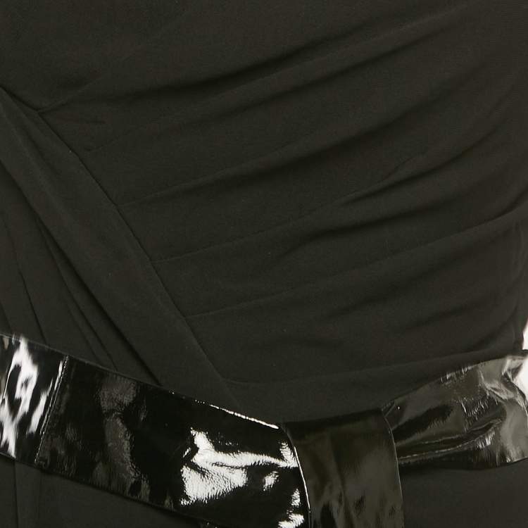 Pre Owned Gucci Black Jersey Belted Mini Dress S