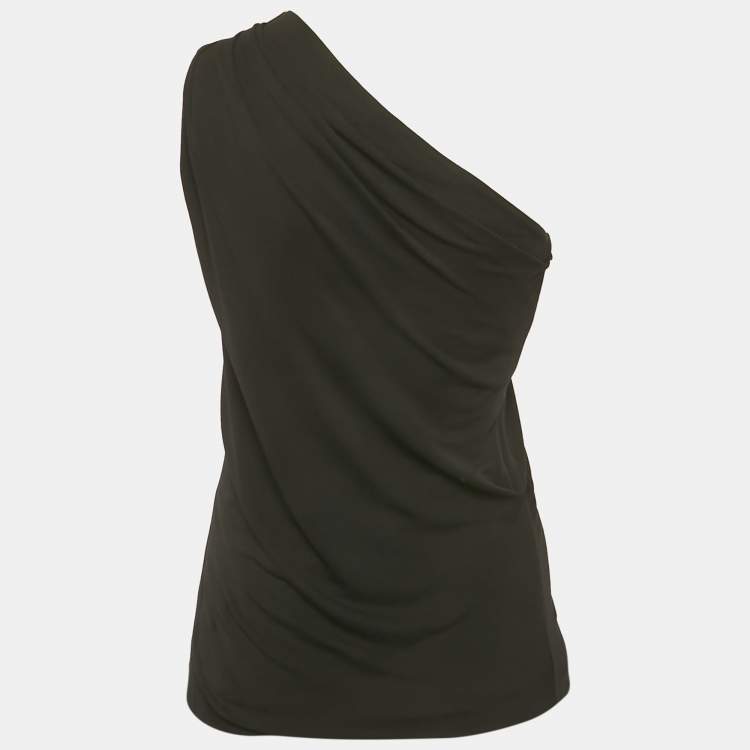 Pre Owned Gucci Black Jersey One Shoulder Draped Top S